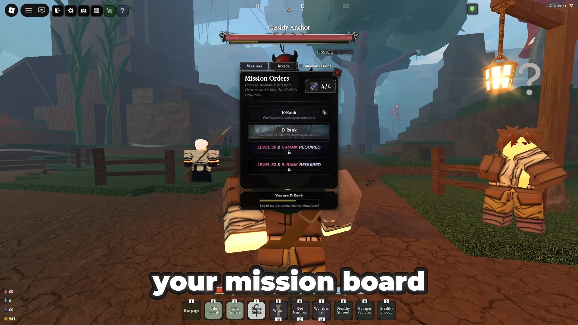 Mission Orders panel showing available mission ranks, tickets and locked higher ranks