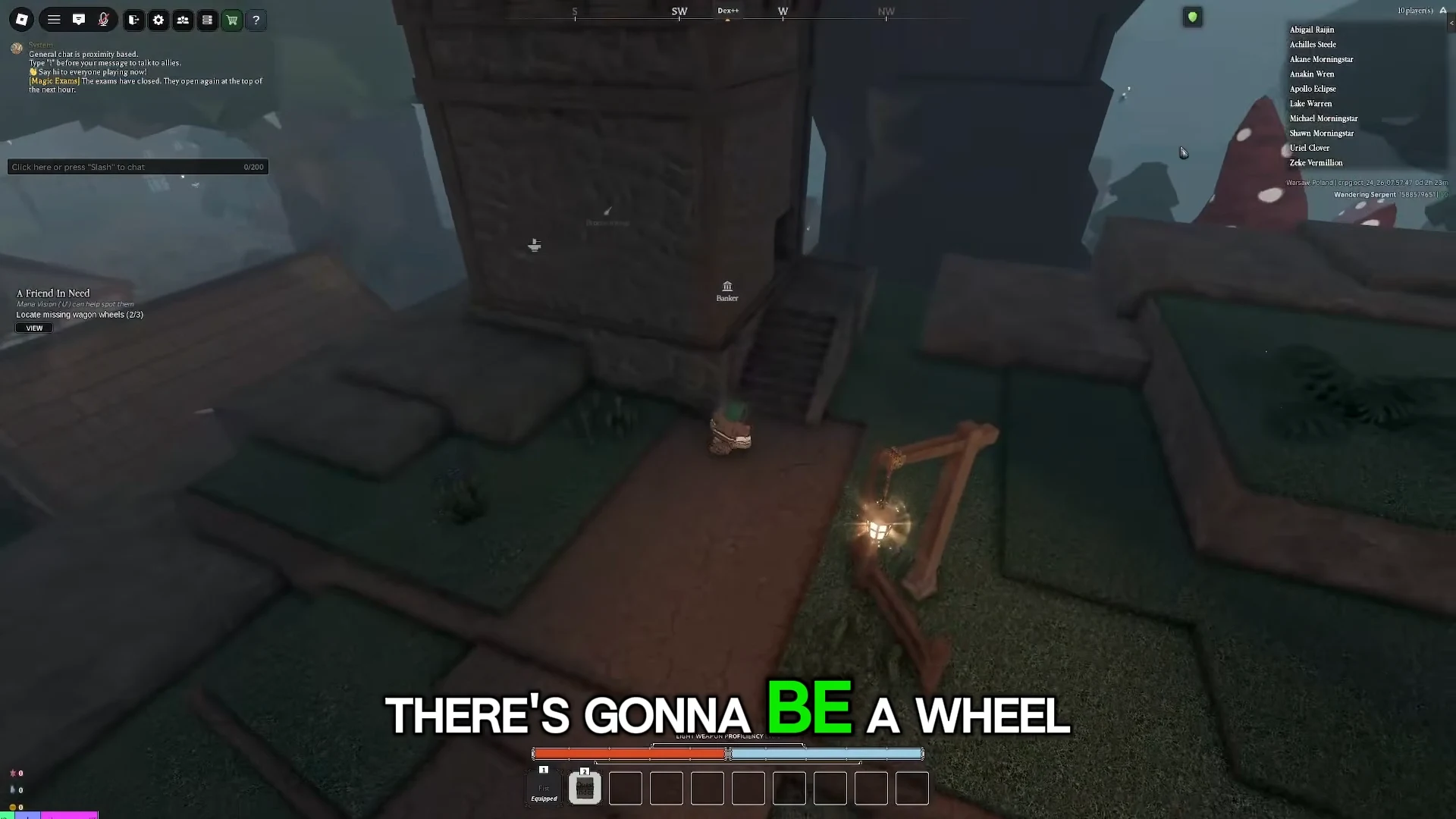 Large tower and stairs in Kamo Village before the final wheel collection
